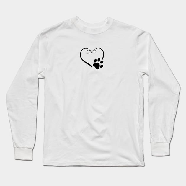 Dog paw prints with heart Long Sleeve T-Shirt by GULSENGUNEL